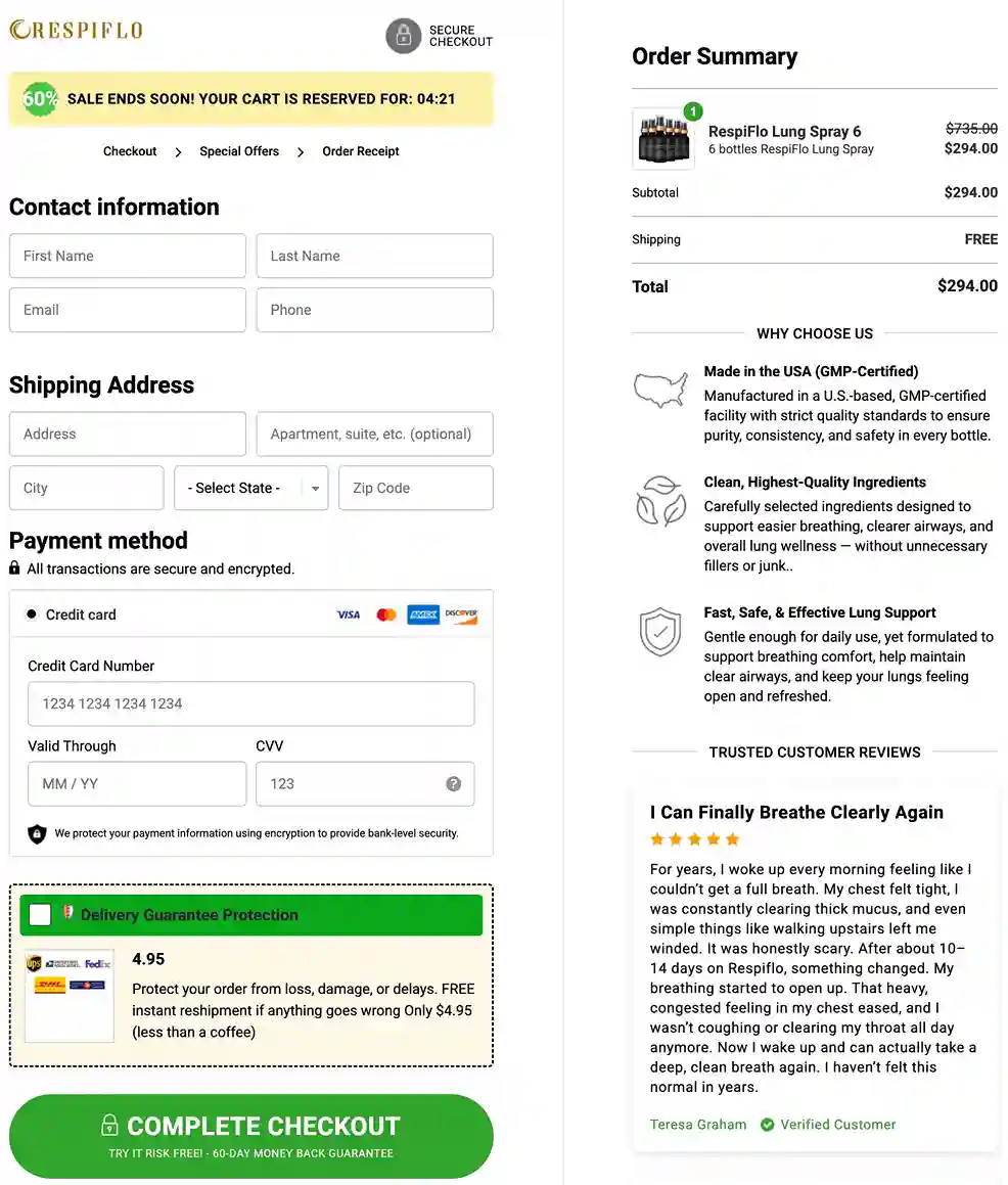 Respiflo Order Page — Best Value Package — Save 60%